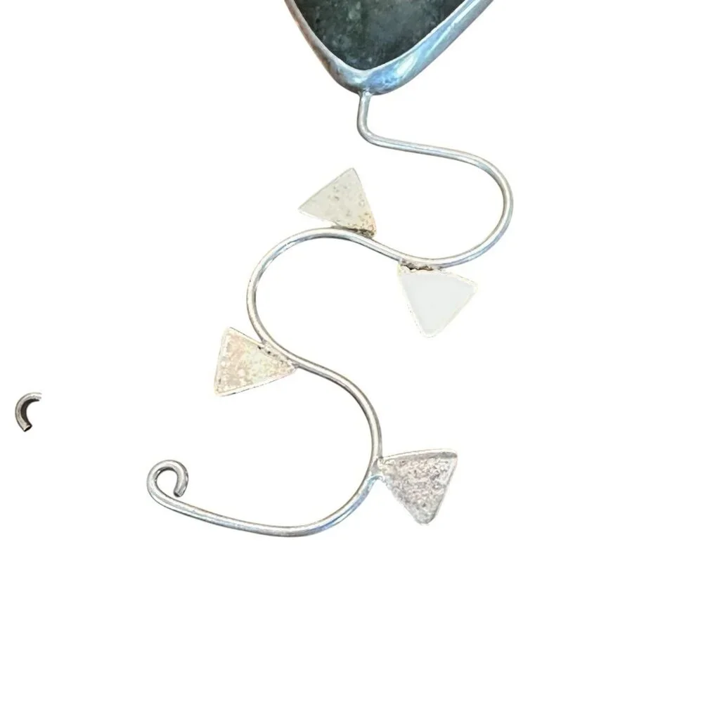 Vintage Sterling Silver 925 Labradorite Dangle‎ Earrings Modern Artisan 33.76g